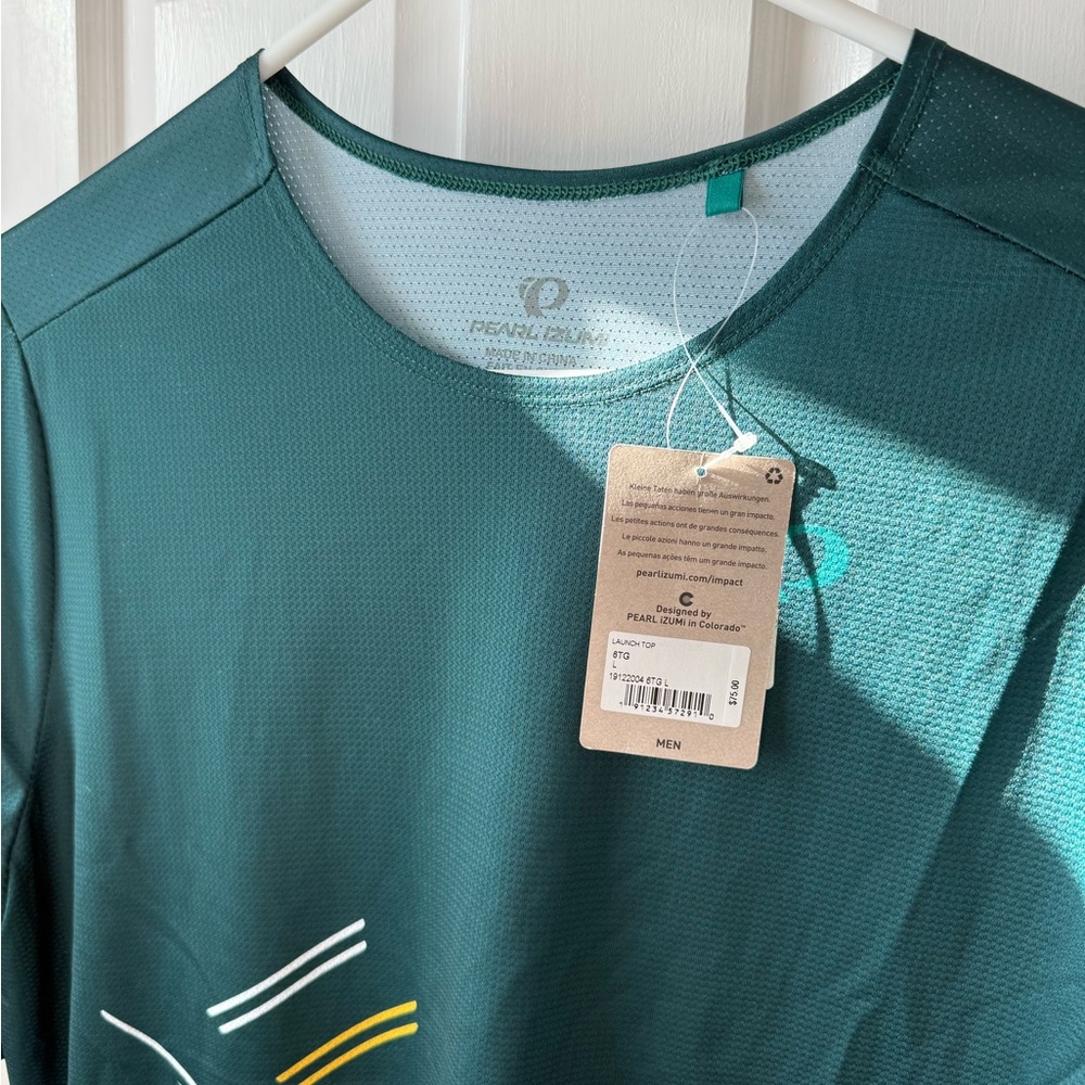 Pearl Izumi Green and Yellow Men's Mountain Bike Jersey - Picture 3 of 3